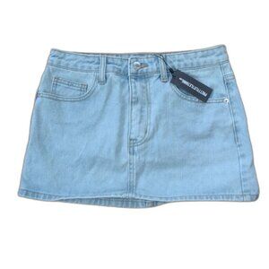 PrettyLittleThing Petite Light Blue Wash Denim Micro Mini Jean Skirt Size 2